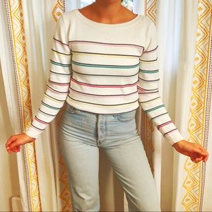 VTG 90s Rainbow Striped Knit Sweater